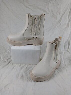 Shein Beige Zip Up Combat Style Girls Fashion Boots Size 1